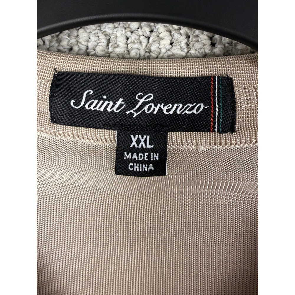 Saint Lorenzo Knit Polo Shirt XXL Beige Greek Key Short Sleeve Textured - Picture 6 of 8